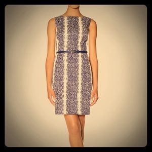 Lace Print Belted Sheath Dress - The Limited